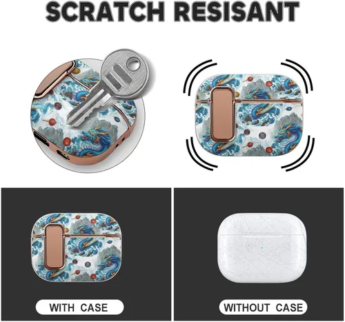 Vista 3 de Funda protectora de plástico suave compatible con Airpods Pro 2, funda de carga inalámbrica Dragon, accesorios para mujer