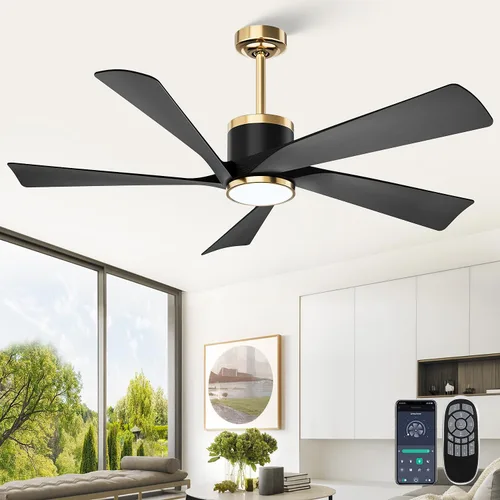 Vista 10 de TXCSLY - Ventilador de techo negro moderno de 52 pulgadas con luz y control
