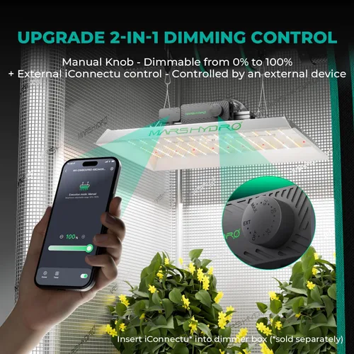 Vista 2 de MARS HYDRO TS1000 150W LED Grow Light para plantas de interior y iHub-Pro, kit de regleta de alimentación 10AC