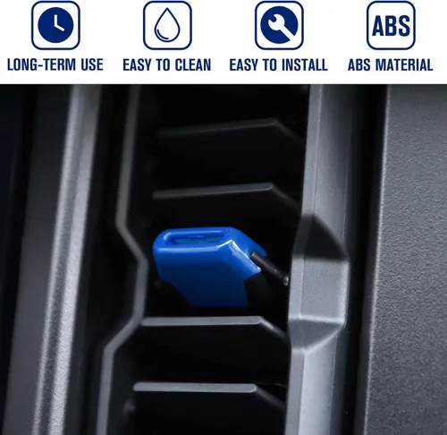 Vista 4 de Jimen Compatible con Ford Bronco 2021-2023, 4 piezas de cubierta de botón de ajuste de ventilación de aire de consola central (azul)