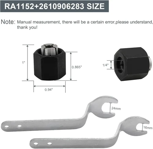 Vista 2 de Thaekuns RA1152 Llaves de desplazamiento para router BOSCHI 2610906283 Portabrocas de 1/4 pulgadas para enrutadores de la serie 1613, 1617, 1618