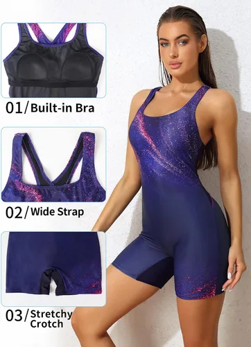 Vista 53 de ATTRACO Traje de baño deportivo de una pieza para mujer, traje de baño deportivo de entrenamiento