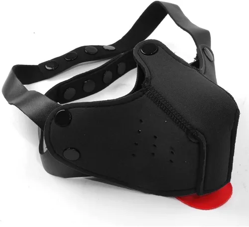 Vista 6 de Bozal de neopreno para cachorro, capucha para perro, máscara de juego, color negro