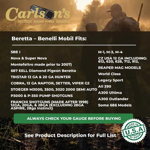 Vista 2 de Carlson's Tubos de estrangulador calibre 12 compatibles con Beretta Benelli Mobil [modificado 0.705 de diámetro] acero inoxidable Tubo