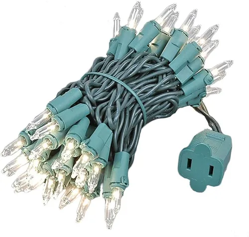 Vista 8 de Novelty Lights Mini luces incandescentes tradicionales de 11 pies, 50 bombillas, transparente en cable marrón con espacio de 2.5 pulgadas, grado