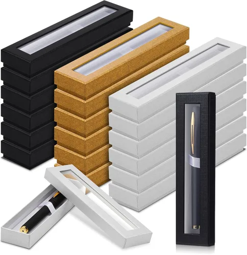 Vista 7 de Colarr Caja de regalo de 36 bolígrafos, caja vacía para bolígrafos con cojín tapa transparente, vitrina de joyería para colección de regalos, Negro
