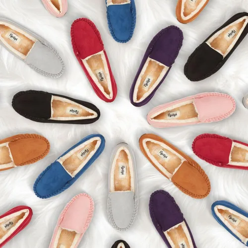 Vista 6 de Floopi Pantuflas para mujer, forro de piel sintética suave con espuma viscoelástica acogedora, pantuflas de casa para mujer con suela antideslizante