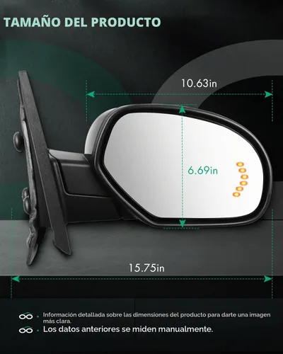 Vista 3 de SCITOO Espejos de visión lateral aptos para Chevy 2007-2013 para GMC Avalanche Silverado 1500 Suburban 1500 Suburban 1500 con flecha ámbar señal