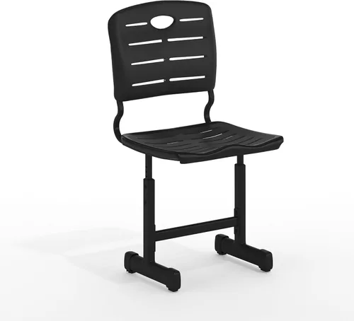 Vista 8 de Flash Furniture Silla de estudiante negra de altura ajustable con marco de pedestal negro