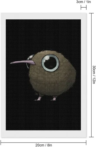 Vista 2 de Kit de pintura de diamante con diseño de pájaro kiwi gordo lindo y cuadrado completo, manualidades para decoración de pared del hogar