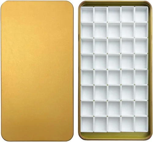 Vista 29 de FCLUB Paleta de latas de acuarela con 20 bandejas vacías completas con rayas magnéticas DIY tu kit de acuarela de viaje