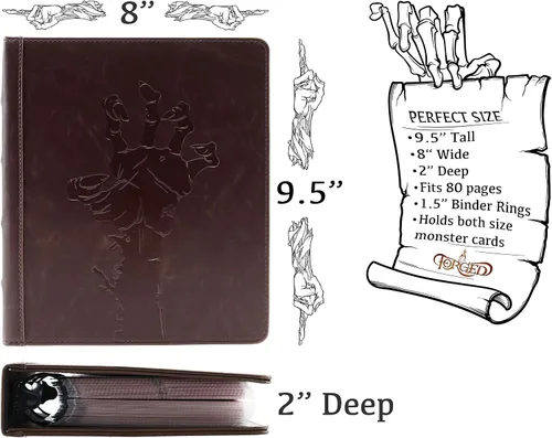 Vista 7 de Forged Dice Co. Curiosities Cache - Carpeta organizadora de tarjetas y tarjetas hechizas con páginas, color marrón oscuro, 9.5 x 8 x 2 pulgadas