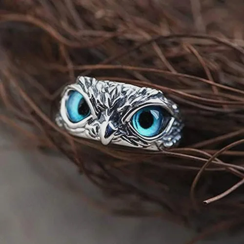 Vista 2 de Anillo de serpiente lobo, águila, lagarto, escorpión, dragón, búho, araña, caballo, tortuga, gato, zorro, rana, perro, para mujeres y hombres