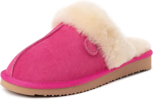 Vista 91 de Dearfoams Fireside Sydney Pantuflas anchas de piel de oveja para mujer, para interiores y exteriores