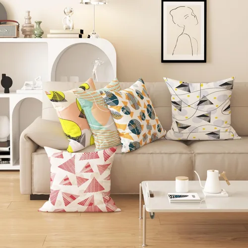Vista 4 de Funda de almohada estampada, respaldo de dormitorio, almohada cuadrada con patrón de alce nórdico moderno, decoración para el hogar y la sala