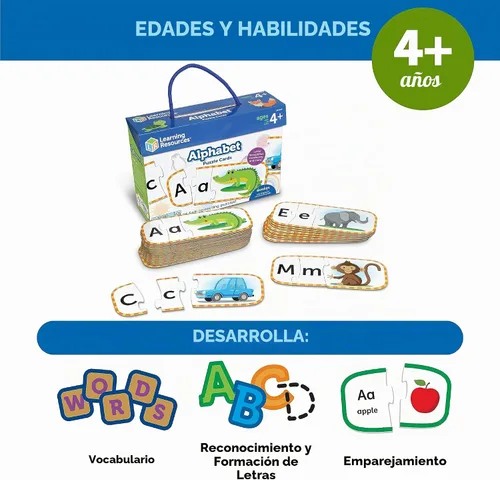 Vista 5 de Learning Resources Tarjetas de rompecabezas del alfabeto, preparación para el jardín de infantes, rompecabezas autocorrectivos, a partir de 4 años