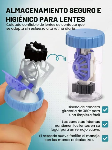 Vista 3 de SPORTS WORLD VISION - Estuche para lentes de contacto con peróxido de hidrógeno (3 piezas) fácil de transportar, funda protectora universal Azul