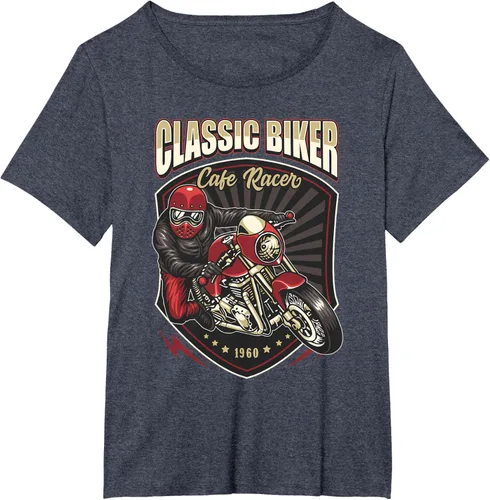 Vista 75 de Camiseta de motocicleta clásica Biker Cafe Racer para hombre, Negro, S
