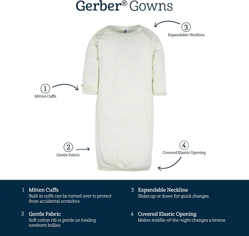 Vista 6 de Gerber Paquete de 4 vestidos unisex para bebés y niñas Amanecer