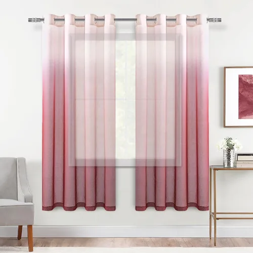 Vista 36 de DWCN Cortinas Transparentes Ombré - Cortinas de Lino Sintético con Gradiente Semi Voile con Ojales en la Parte Superior para Dormitorio y Sala