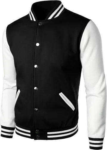 Vista 2 de HOOD CREW Chaqueta de béisbol Varsity para hombre de mezcla de algodón
