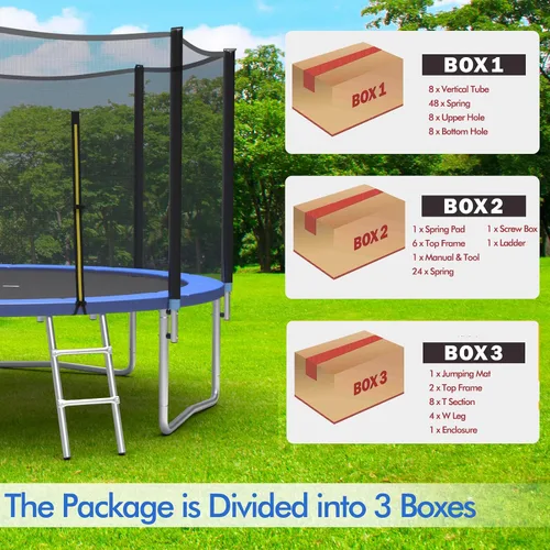 Vista 8 de Goplus Trampolín de 8 pies, 10 pies, 12 pies, 14 pies, 15 pies, 16 pies, aprobado por ASTM, resistente a la intemperie, trampolines recreativos