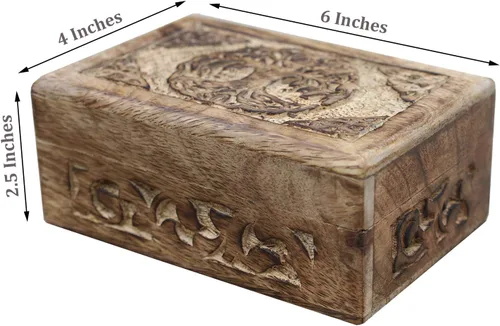 Vista 2 de DharmaObjects Caja de almacenamiento de madera tallada a mano (árbol de la vida celta, mediano)