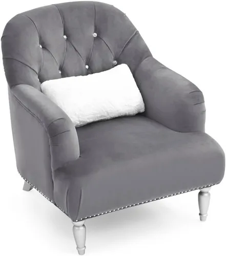 Vista 6 de Home Square Juego de muebles de 2 piezas con silla de terciopelo y sofá en gris