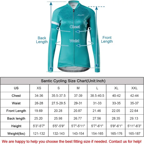 Vista 3 de Santic Camiseta de ciclismo de manga larga para mujer, chaqueta de bicicleta con bolsillos