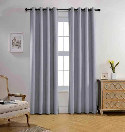 Vista 19 de Miuco paneles de cortina de oscurecimiento con arandelas, cortinas opacas con textura para salón, juego de 2