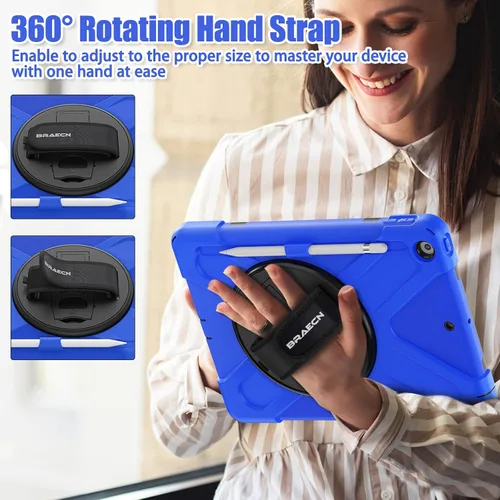 Vista 4 de BRAECNstock - Funda para Apple iPad de 9ª/8ª/7ª generación, de 10.2" 2021/2020/2019, funda protectora a prueba de golpes para niños, con protector