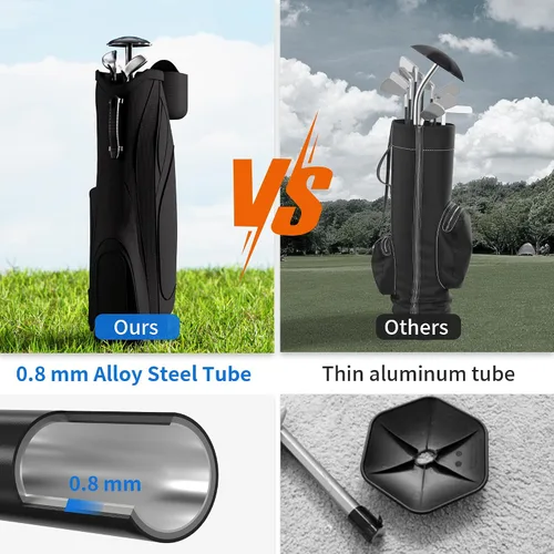 Vista 2 de Poste de soporte para bolsa de viaje de golf, protector de palos de golf de acero aleado resistente con cubierta de ABS, ajustable de 27 a 56