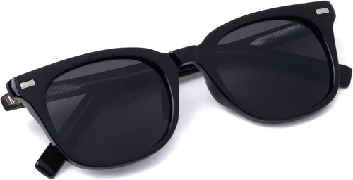 Vista 2 de Alexo - Gafas de sol polarizadas UV400 marco de policarbonato con patillas de acetato retro unisex