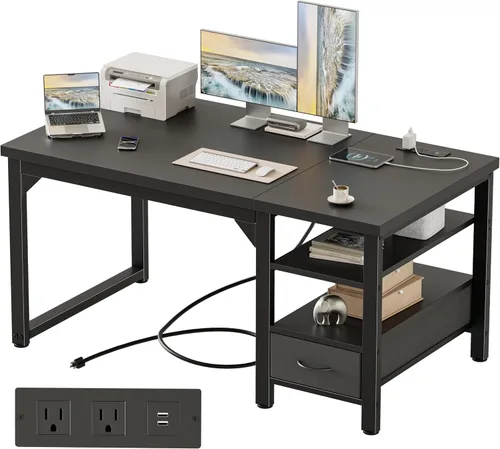 Vista 20 de Mericonia Escritorio para computadora, escritorio de juegos para espacios pequeños, mesa de estilo moderno y simple para oficina en casa, mesa