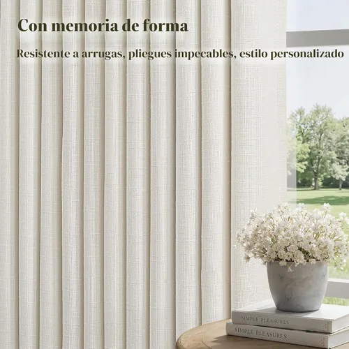 Vista 5 de Cortinas opacas de lino plisado natural de 96 pulgadas de largo