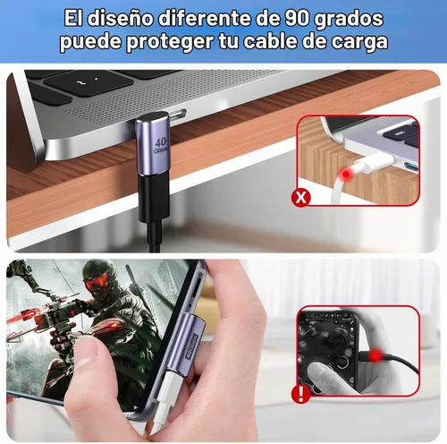 Vista 2 de Adaptador USB C 7Pack, 100W 40Gbps 8K60Hz, 90 y 180 grados/ángulo recto/recto