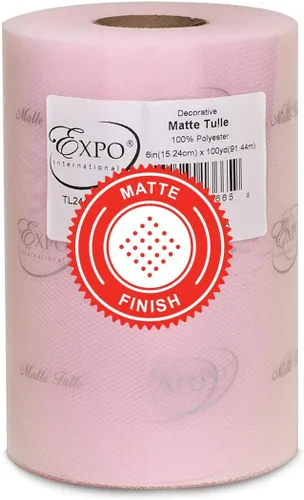 Vista 11 de Expo International Tul mate decorativo, rollo/carrete de 6 x 100 yardas, tela de tul de poliéster ligera para tutús, disfraces y decoraciones
