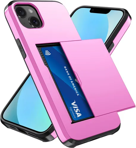 Vista 31 de Qinmay Funda compatible con iPhone 7 Plus/8 Plus con tarjetero, doble capa a prueba de golpes, funda protectora resistente con ranura oculta Negro