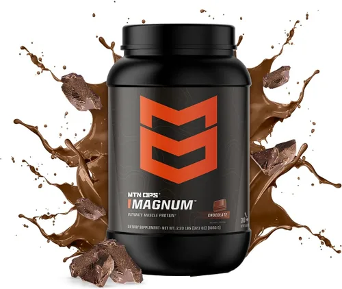 Vista 2 de MTN OPS Magnum - Proteína de chocolate en polvo, 0.81 oz de proteína aislada de suero y proteína de leche con BCAA, cero azúcar y sin gluten, 30