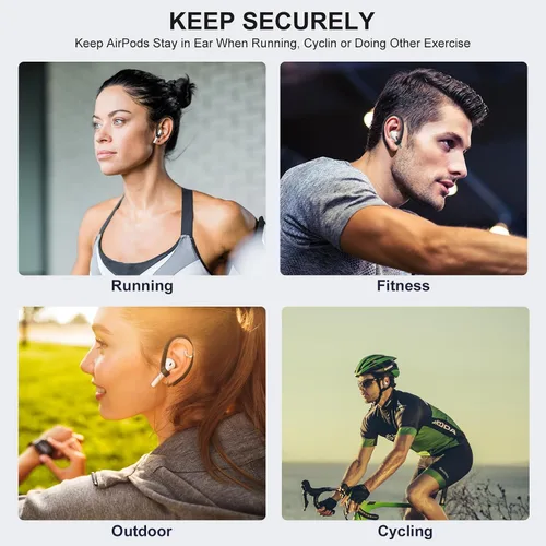 Vista 3 de 2 pares de ganchos para orejas de AirPods para AirPods Pro 2, AirPods Pro, AirPods 4, 3, 2 y 1, ganchos deportivos con clip antideslizantes