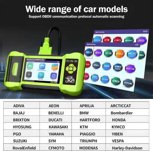 Vista 7 de Herramienta de diagnóstico de función de escáner de motocicleta totalmente accesorio, lector de código OBD2, prueba de ABS, prueba de batería