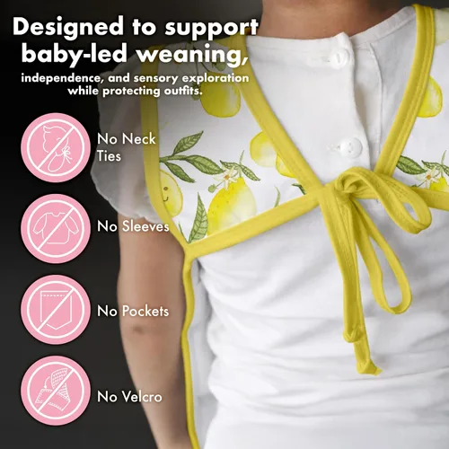 Vista 5 de BapronBaby Autumn Leaves Bapron - Babero más seguro sin corbata para el cuello para bebés y niños pequeños, suave, impermeable, resistente a