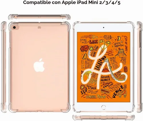Vista 2 de Callyue Funda transparente para iPad mini 5 / Mini 4 / Mini 3 2 1, funda protectora de goma suave de silicona de esquina lateral para tableta Apple