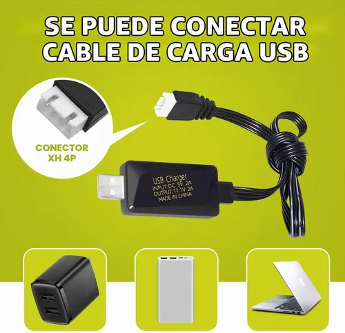 Vista 6 de sea jump 3S Lipo Batería 11.1V 3000mAh 35C con enchufe XT60 y cable de carga USB adecuado para coche RC, camión, barco de control remoto