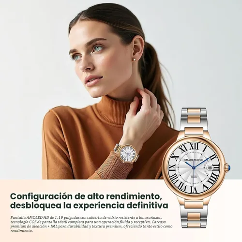 Vista 2 de SOUYIE 2026 Reloj inteligente de lujo para mujeres, pantalla AMOLED de 1.19", reloj inteligente DA GPT, monitor de frecuencia cardíaca, monitor