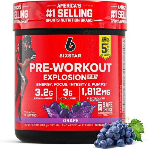 Vista 7 de Six Star Polvo de preentrenamiento para hombres y mujeres, ponche de frutas (30 porciones) - Bebida en polvo de energía Preworkout Explosion 2.0