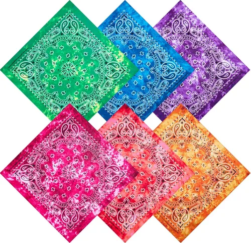Vista 7 de Boao 12 bandanas de teñido anudado, novedosas bandanas degradadas de doble cara, pañuelo clásico de cachemira para hombres y mujeres