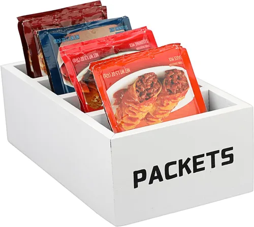 Vista 11 de BSTKEY Organizador de paquetes de condimentos, organizador de almacenamiento de paquetes de alimentos con 4 compartimentos, organizador