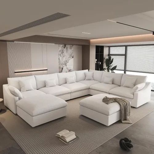 Vista 59 de WJShome Sofá Seccional Cloud Couch de 83 pulgadas para sala de estar, sofá seccional modular relleno de plumón, sofás en forma de L con otomana