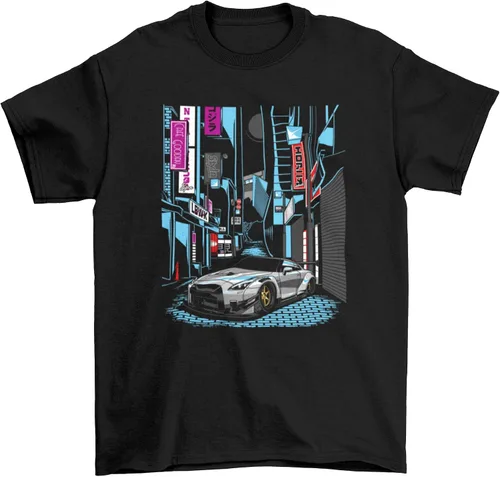 Vista 5 de GTR Skyline R32 R33 R34 R35 Import Camiseta de carreras japonesas Regalo de manga corta de coche de carreras para entusiastas del automóvil